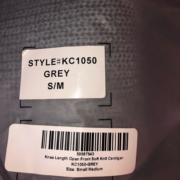 Gray Cardigan Knee Length Open Front Soft Knit Sm/Med - Picture 7 of 7